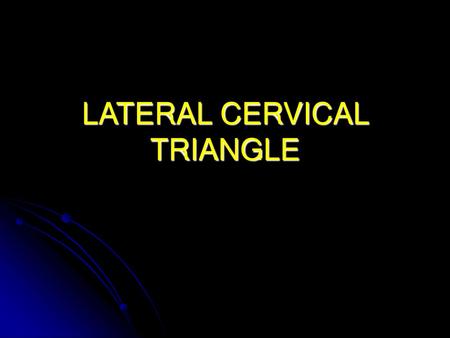 LATERAL CERVICAL TRIANGLE
