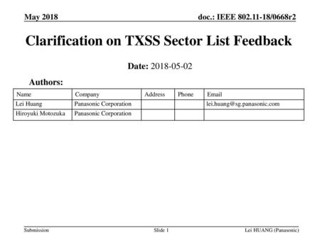 Clarification on TXSS Sector List Feedback