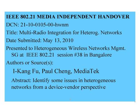 I-Kang Fu, Paul Cheng, MediaTek