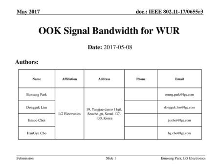 OOK Signal Bandwidth for WUR