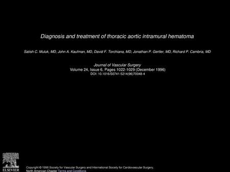 Diagnosis and treatment of thoracic aortic intramural hematoma