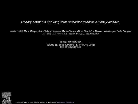 Urinary ammonia and long-term outcomes in chronic kidney disease