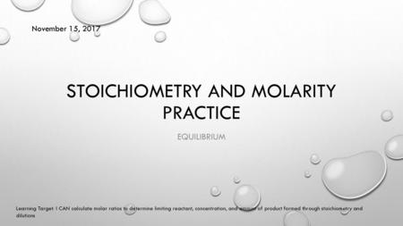 Stoichiometry and molarity practice