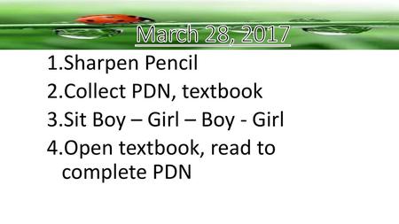 March 28, 2017 Sharpen Pencil Collect PDN, textbook