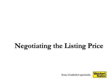 Negotiating the Listing Price
