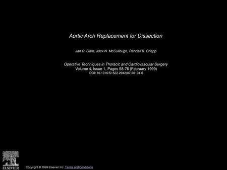 Aortic Arch Replacement for Dissection