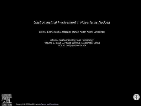 Gastrointestinal Involvement in Polyarteritis Nodosa