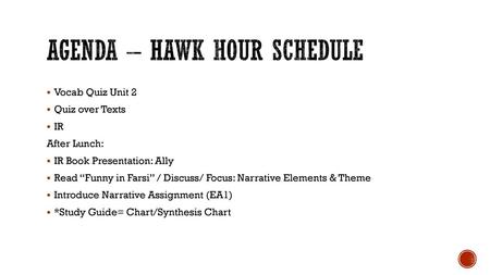 Agenda – hawk hour schedule