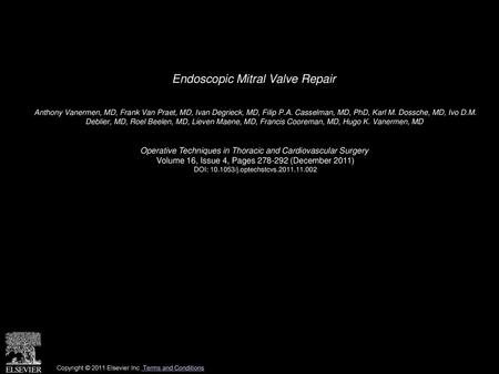 Endoscopic Mitral Valve Repair
