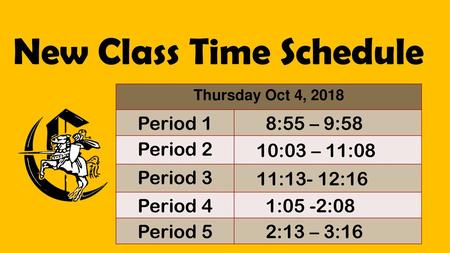 New Class Time Schedule