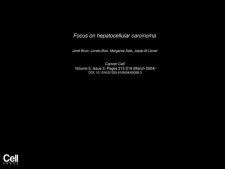 Focus on hepatocellular carcinoma