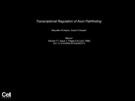 Transcriptional Regulation of Axon Pathfinding