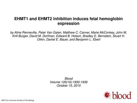 EHMT1 and EHMT2 inhibition induces fetal hemoglobin expression