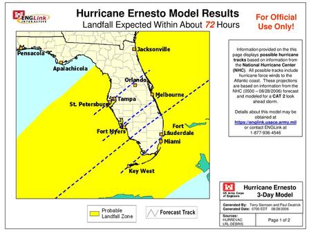 Hurricane Ernesto Model Results