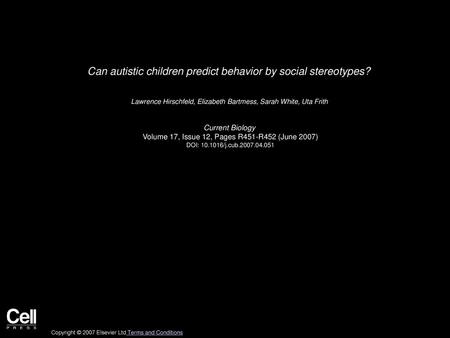 Can autistic children predict behavior by social stereotypes?