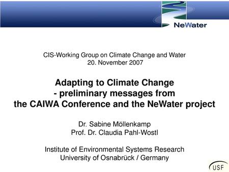 CIS-Working Group on Climate Change and Water 20