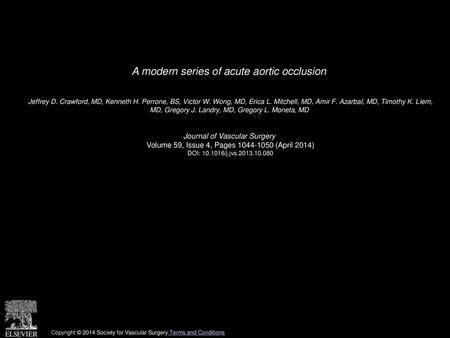 A modern series of acute aortic occlusion