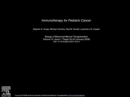 Immunotherapy for Pediatric Cancer