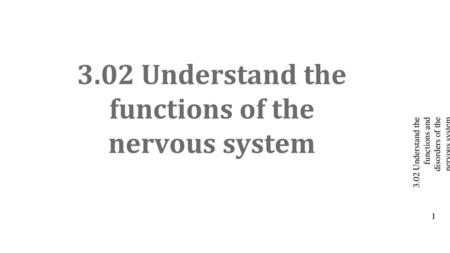 3.02 Understand the functions of the nervous system