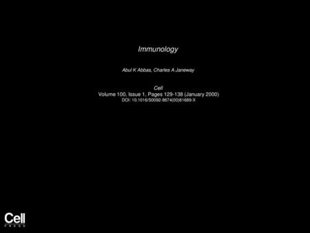 Immunology Cell Volume 100, Issue 1, Pages (January 2000)