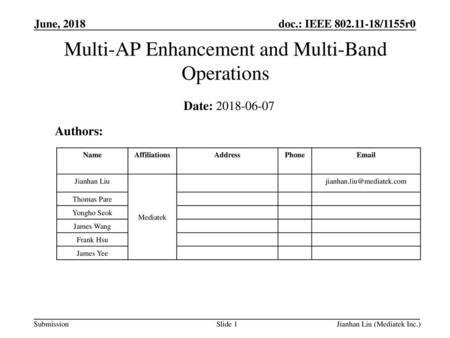 Multi-AP Enhancement and Multi-Band Operations