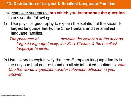 #3: Distribution of Largest & Smallest Language Families
