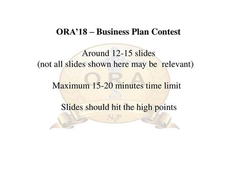 ORA’18 – Business Plan Contest