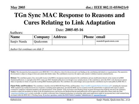 TGn Sync MAC Response to Reasons and Cures Relating to Link Adaptation