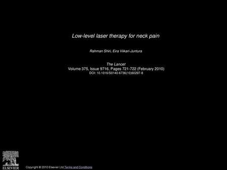 Low-level laser therapy for neck pain