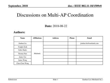 Discussions on Multi-AP Coordination