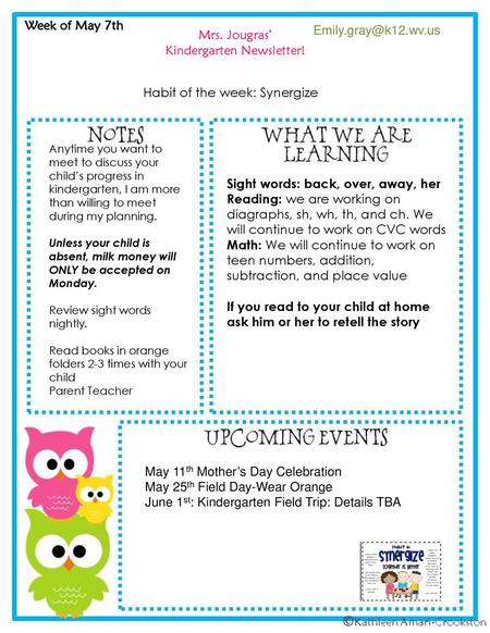 Kindergarten Newsletter!