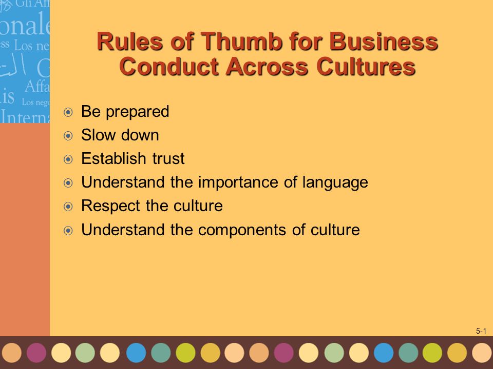 What is rule of thumb in international business?