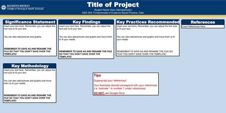 Title of Project References Tips Significance Statement Key Findings