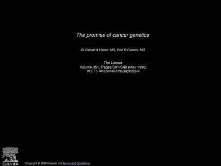 The promise of cancer genetics
