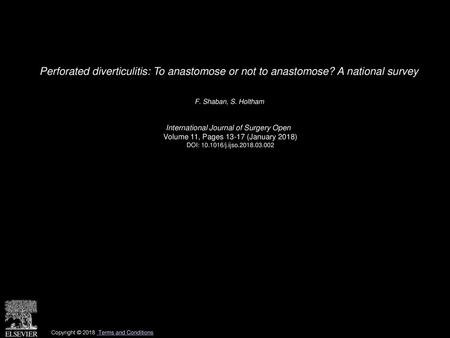 Perforated diverticulitis: To anastomose or not to anastomose