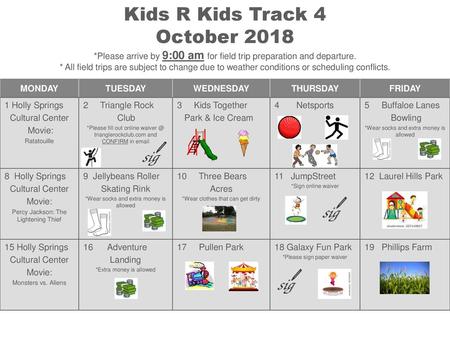 Kids R Kids Track 4 October 2018