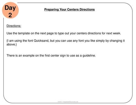 Preparing Your Centers Directions