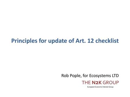 Principles for update of Art. 12 checklist