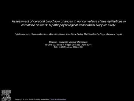 Assessment of cerebral blood flow changes in nonconvulsive status epilepticus in comatose patients: A pathophysiological transcranial Doppler study  Sybille.