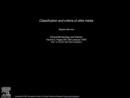 Classification and criteria of otitis media