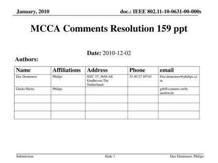 MCCA Comments Resolution 159 ppt