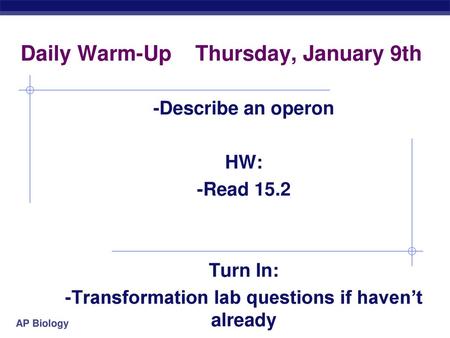 Daily Warm-Up Thursday, January 9th