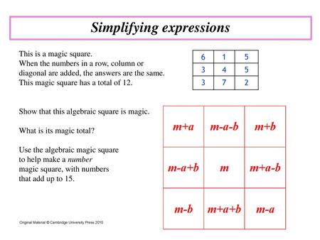 Simplifying expressions