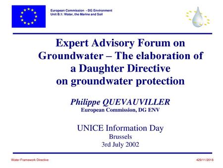 Daughter Directive Groundwater - Working Procedure -
