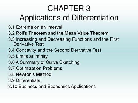 CHAPTER 3 Applications of Differentiation