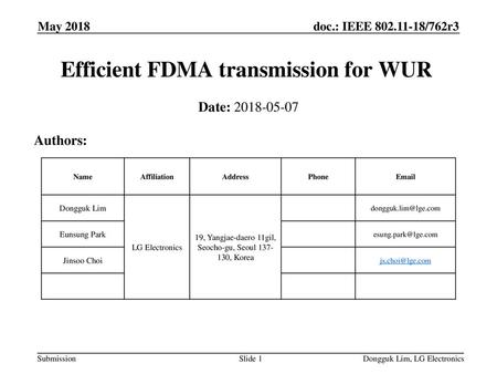 Efficient FDMA transmission for WUR