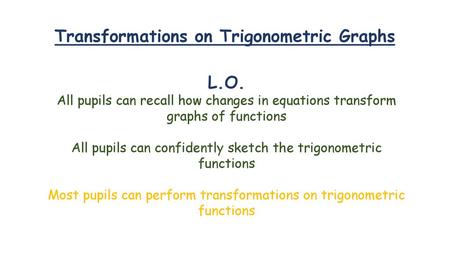 Transformations on Trigonometric Graphs