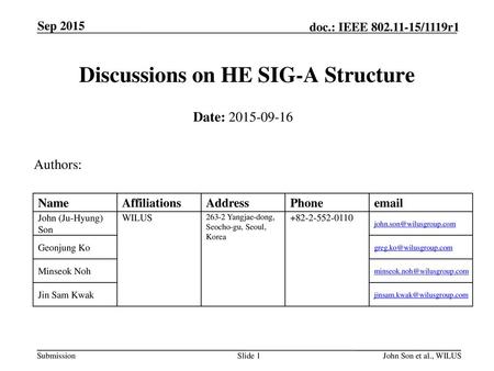 Discussions on HE SIG-A Structure