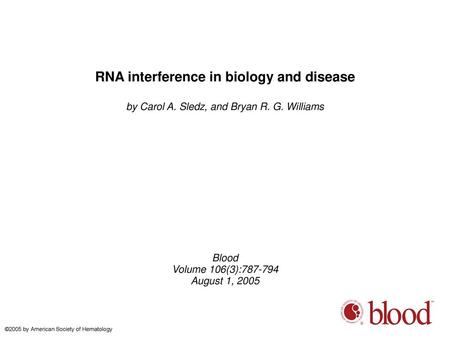 RNA interference in biology and disease