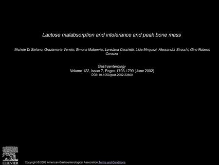 Lactose malabsorption and intolerance and peak bone mass